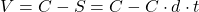 V=C-S=C-C\cdot d\cdot t